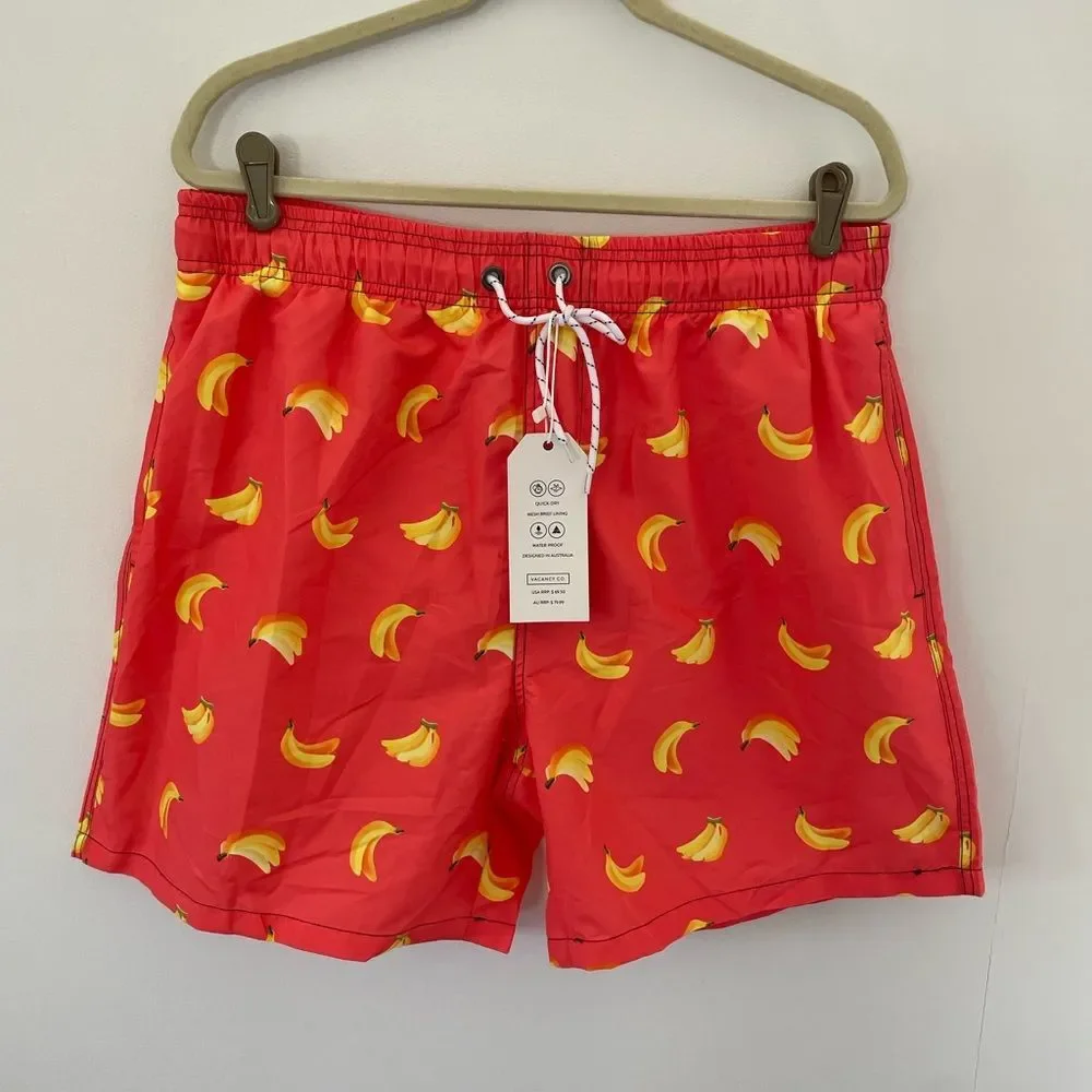 NWT Vacancy Co. Australia Men’s Swim Trunks orange/yellow bananas size XL